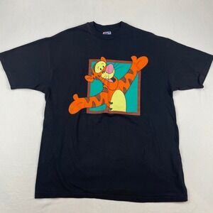 Vintage Disney Tigger T-Shirt Mens XL Hanes Beefy-T Black Made in USA 90s Tee